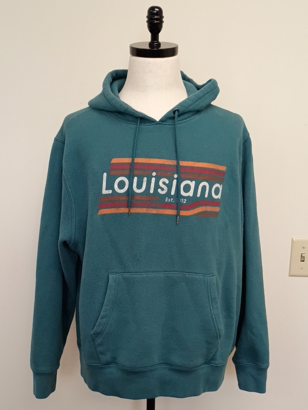 State of Mine Louisiana Teal Graphic Pullover Hoodie Size  XL